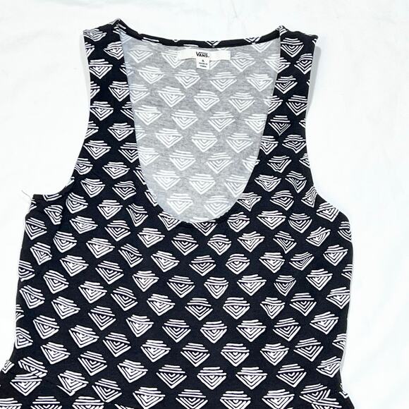 Vans Short Skater Dress Junior Small Side Cut Outs Black White Stretchy Flare - Picture 4 of 7